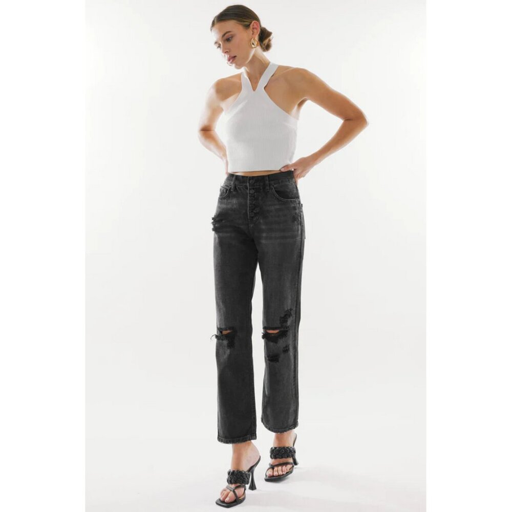 Kancan Sz. 13 Rigid Dark Grey Lynne Ultra High-Rise Straight Jeans